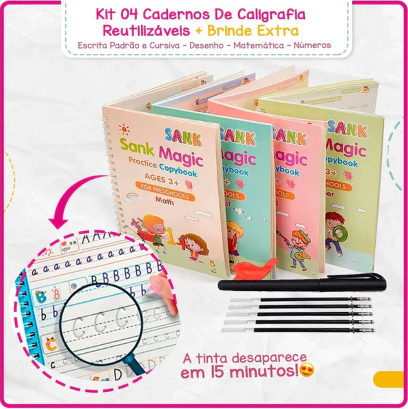 Kit Caderno Mágico  4 Cadernos + Brinde Exclusivo