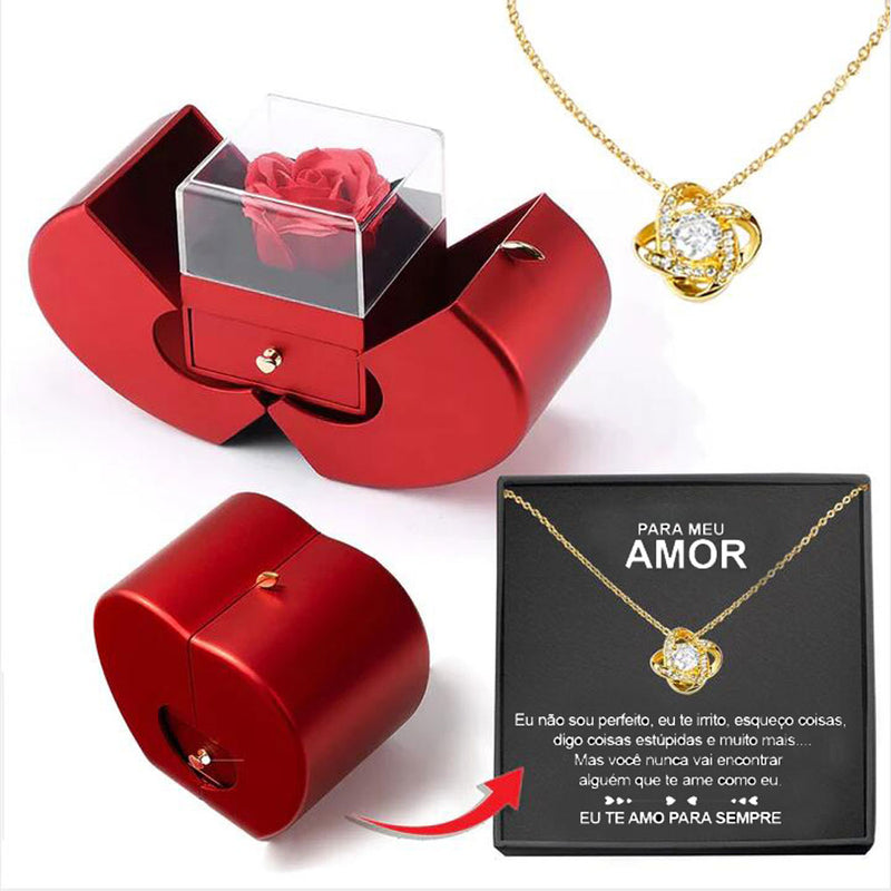 PARA MEU AMOR 💝 - COLAR DE PRATA 925 COM ROSA REAL